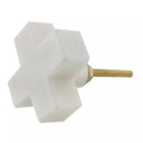 White Marble Cross Drawer Knob