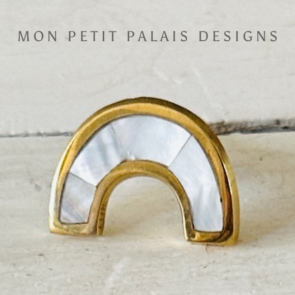 Brass & Mother of Pearl C-Shape Pull