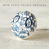 Blue & White Floral Knob