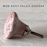 French Provincial-Style Ceramic Knob in Dusky Pink