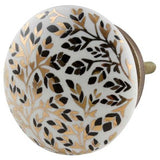 Golden Dainty Leaf Ceramic Knob